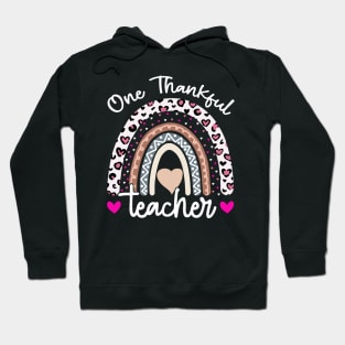 One thankful Teacher Rainbow Leopard Hoodie